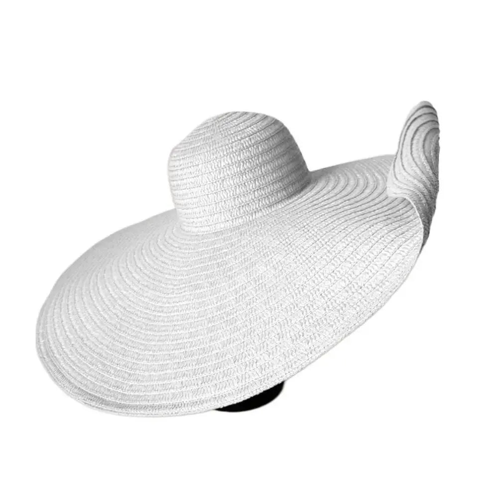 High Quality Foldable Large Wide Brim Sun Hats Straw 70cm Travel Straw Hat UV Protection Oversized Beach Hat