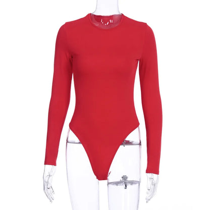 Long Sleeve Sexy Bodysuit Women Black
