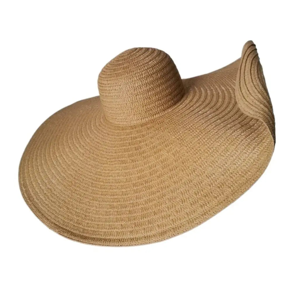 High Quality Foldable Large Wide Brim Sun Hats Straw 70cm Travel Straw Hat UV Protection Oversized Beach Hat