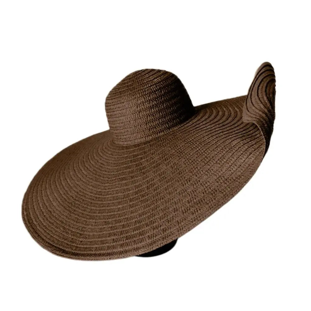 High Quality Foldable Large Wide Brim Sun Hats Straw 70cm Travel Straw Hat UV Protection Oversized Beach Hat