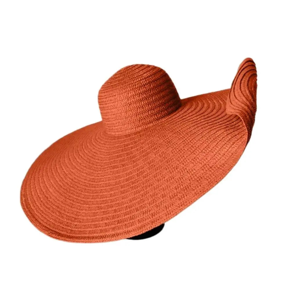 High Quality Foldable Large Wide Brim Sun Hats Straw 70cm Travel Straw Hat UV Protection Oversized Beach Hat