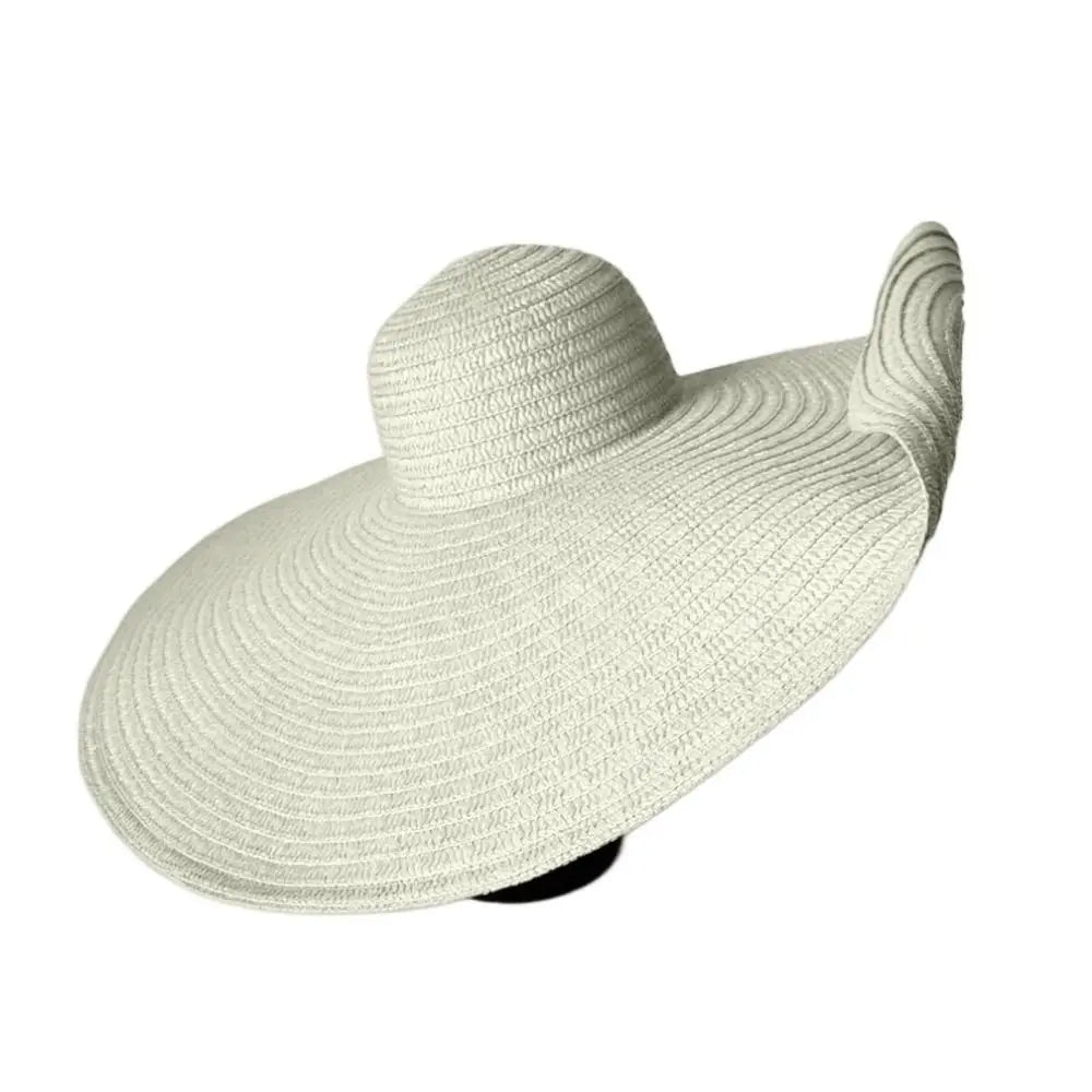 High Quality Foldable Large Wide Brim Sun Hats Straw 70cm Travel Straw Hat UV Protection Oversized Beach Hat