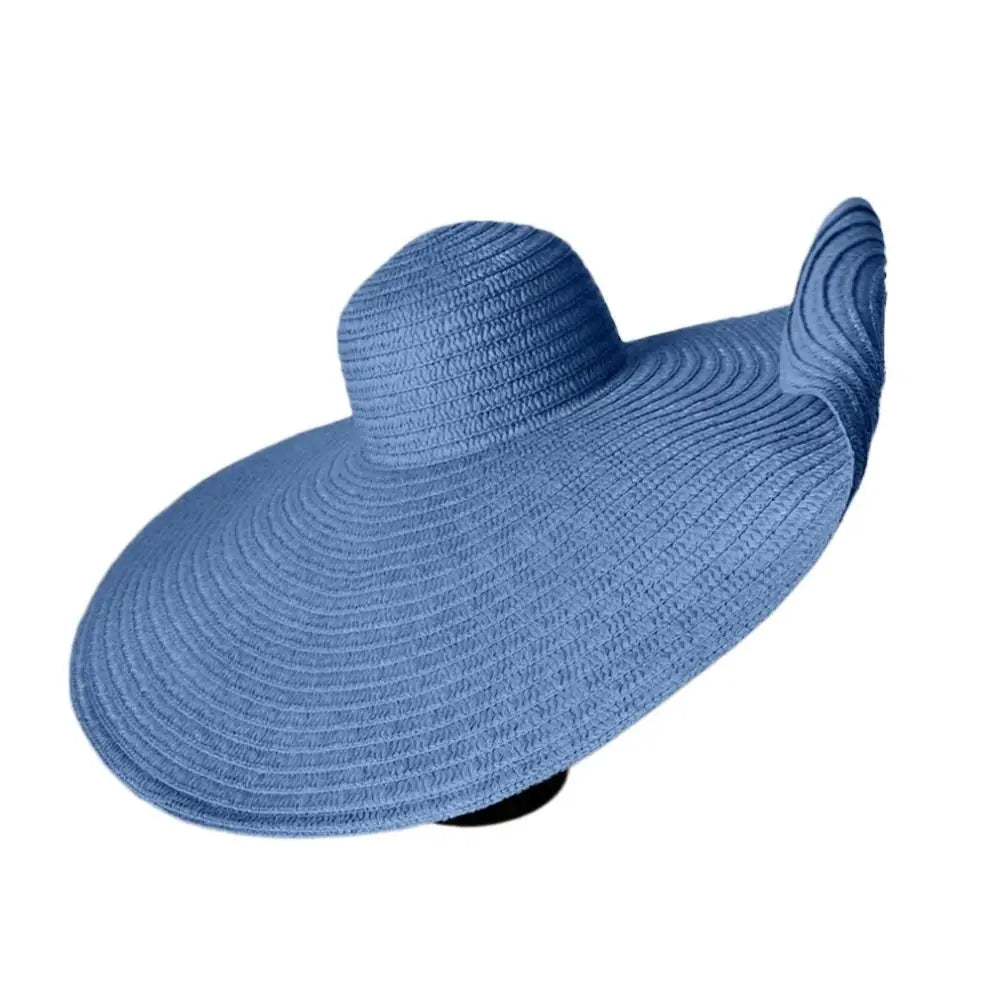 High Quality Foldable Large Wide Brim Sun Hats Straw 70cm Travel Straw Hat UV Protection Oversized Beach Hat