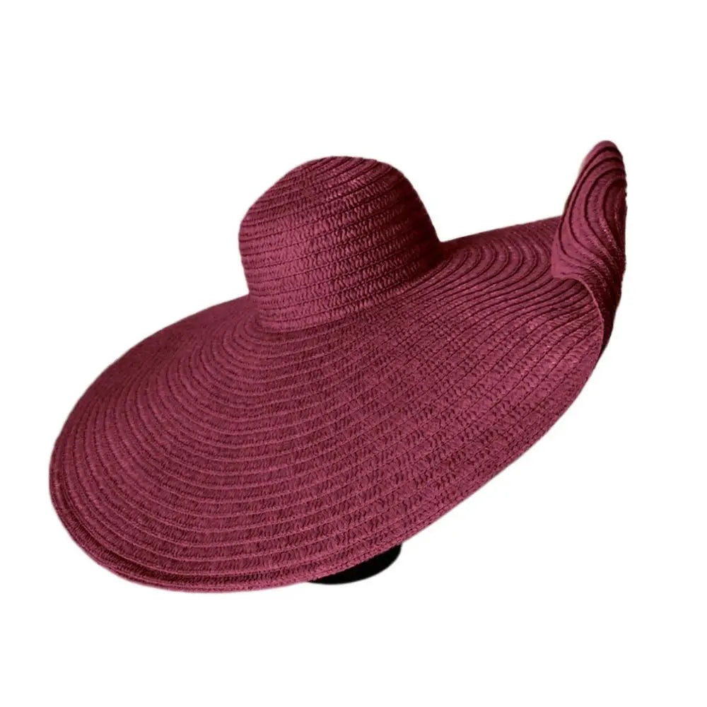 High Quality Foldable Large Wide Brim Sun Hats Straw 70cm Travel Straw Hat UV Protection Oversized Beach Hat